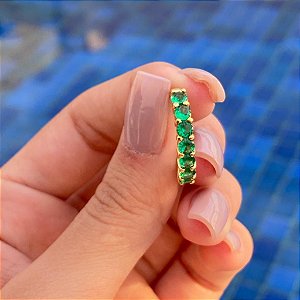 ANEL FOLHEADO OURO 18K COM ZIRCÔNIA VERDE