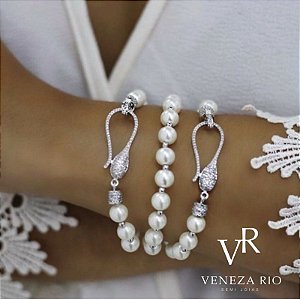 PULSEIRA PEROLA EM RODIO BRANCO