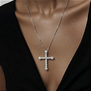COLAR PRATA 925 CRUZ CRISTAL
