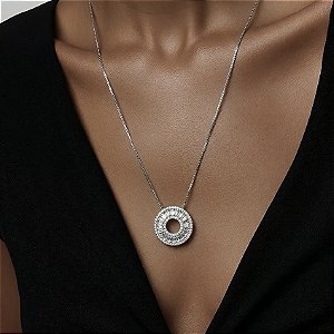 COLAR PRATA 925 REDONDO BAGUETE