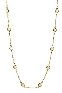 COLAR FOLHEADO OURO 18K TIFFANY DUAS VOLTAS CRISTAIS BRANCO