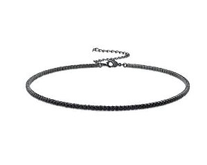 COLAR  CHOKER  RIVIERA NEGRA  FOLHEADO RODIO NEGRO