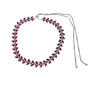 COLAR REGULAVEL  GOTA  ROSA COM ZIRCONIA CRAVEJADA FOLHEADO RODIO BRANCO