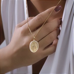 Colar Banhado ouro 18k Nossa Senhora