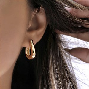 Argola Banhada ouro 18k Media Lisa