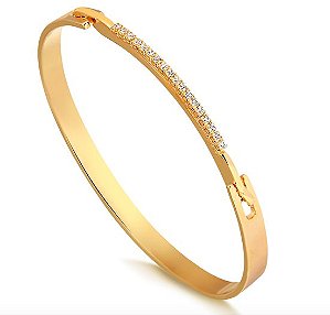 Pulseira  Folheada A Ouro  18K Bracelete Com Fileira De Zircônia