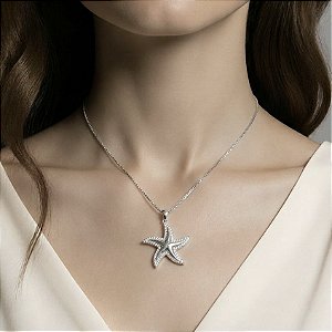 COLAR FOLHEADO RODIO BRANCO ESTRELA
