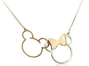 COLAR FOLHEADO OURO 18K MINNIE E MICKEY