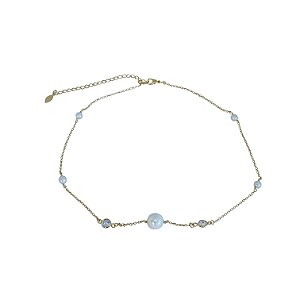 COLAR FOLHEADO OURO 18K CHOKER PEROLA