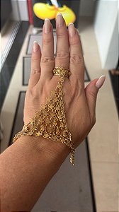 PULSEIRA PRATA BALI PIKUN II banhada ouro 18 k