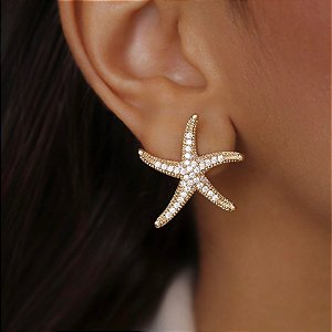 Brinco Banhado ouro 18k Estrela Fundo Mar