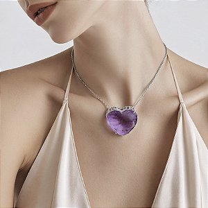 COLAR FUSION CORAÇÃO LILAS GRANDE