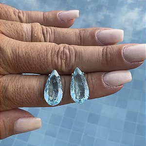 BRINCO FOLHEADO RODIO BRANCO GOTA  FUSION AZUL CLARO AQUAMARINE