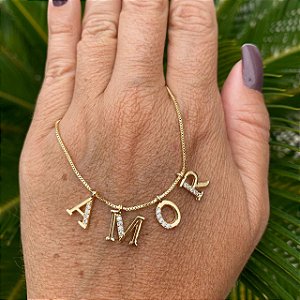 COLAR FOLHEADO OURO 18K AMOR