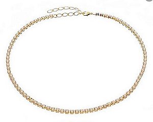 COLAR CHOKER FOLHEADA OURO 18K ARO RIVIERA