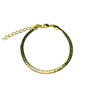 PULSEIRA FOLHEADO OURO 18K FITA LISA