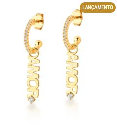 BRINCO FOLHEADO OURO 18K ARGOLA AMOR