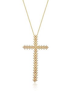 COLAR FOLHEADO OURO 18K CRUZ MALEAVEL