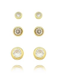 BRINCO TRIO BANHADO OURO 18K PONTO DE LUZ