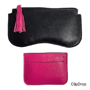 Conjunto Porta óculos e porta cartões em couro