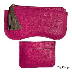 Conjunto Porta óculos e porta cartões em couro