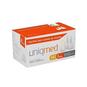 Agulhas Caneta Insulina 6mmx31g  Cx c/ 100 unid - Uniqmed