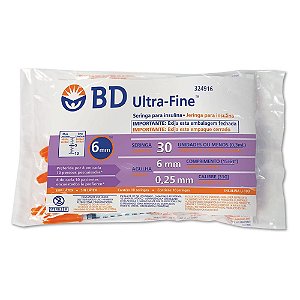 Seringa Insulina 0,3Ml 6Mmx0,25Mm Pct C/10 Unid Ultra Fine - BD