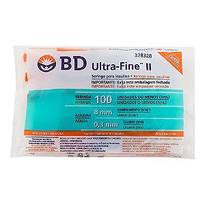 Seringa Insulina 01 Ml C/ Ag 08Mmx0,3Mm Ultra Fine - Bd