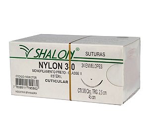 Fio Nylon 3-0 C/Ag.2,5 Cti Cx C/24 Unid - Shalon