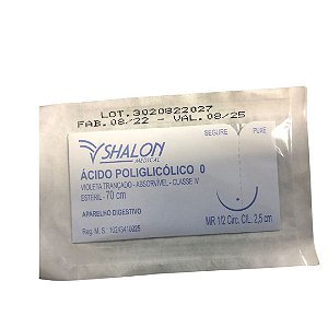 Fio Acido Poliglicolico 0 C/Ag.2,5Cm 70Cm - Shalon