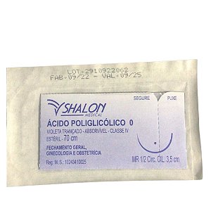 Fio Acido Poliglicolico 0 C/Ag.3,5Cm 70Cm - Shalon