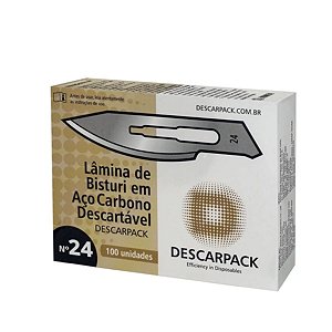 Lamina 24 Bisturi Carbono Caixa C/100 unid - Descarpack