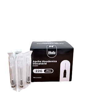 Agulha 25 X 0,70 22 G1 Preta Cx C/100 Un - Medix