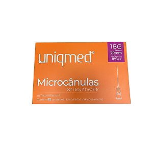 Microcanulas 18g X 70mm C/ Agulha Auxiliar 18g CX 12 Un - Uniqmed