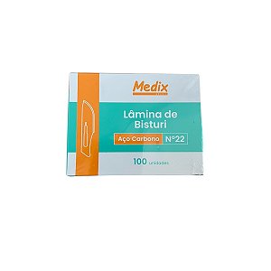 Lamina 22 Bisturi Carbono Caixa C/100 unid - Medix