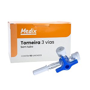 Torneira 3 Via Sol. Luer Slip Cx C/50 unidades - Medix