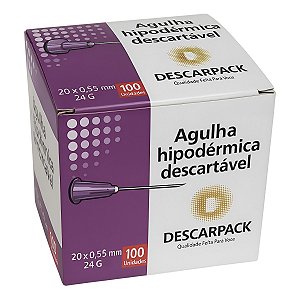 Agulha 20 X 5,5 24G 3/4 Violeta Cx C/100 Un - Descarpack