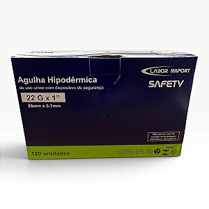 Agulha 25 X 0,70 22 G1 Preta Cx C/100 Un Com Disp Segurança - Labor Import