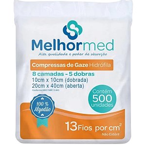 Compressa 13 Fios 10 x 10 cm C/500 Un - Melhor Med