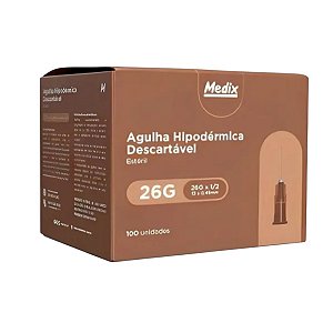 Agulha 13 X 4,5 26G 1/2" Marrom Cx C/ 100 Un - Medix