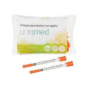 Seringa Insulina 1Ml 8X0,30Mm Pct C/10 Unid - Uniqmed