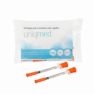 Seringas Insulina 0,5Ml 8X0,30Mm Pct C/10 Unid - Uniqmed
