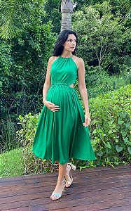 Vestido Gestante Midi Com Aberturas Ester Verde - Whyalla | Moda Gestante e  Moda Feminina