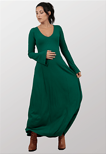 Vestido Gestante Canelado Carlotta Verde