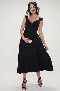 Vestido Gestante Amamentação Vivian Preto