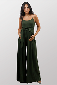 Macacão Gestante Pantalona Zen Verde Oliva