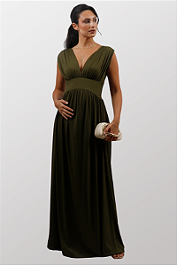 Vestido Gestante Amamentação Poliamida Naty Verde Oliva