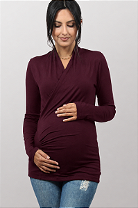 Blusa Gestante Amamentação Cintia Vinho