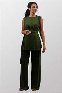 Conjunto Gestante Amamentação Elegante e Pratico Sonia Verde Oliva