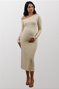 Vestido Gestante Poliamida Texturizada Martina Creme